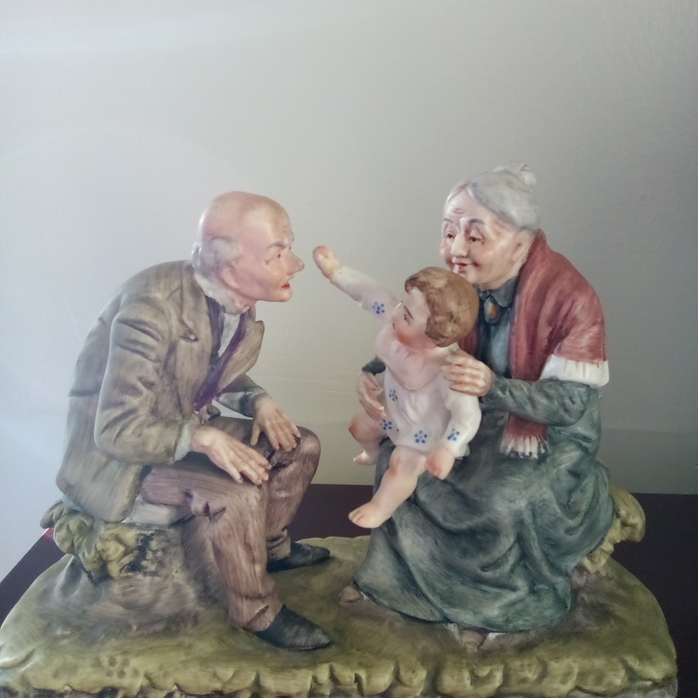 Charming Vintage Family Figurine in Earth Tones